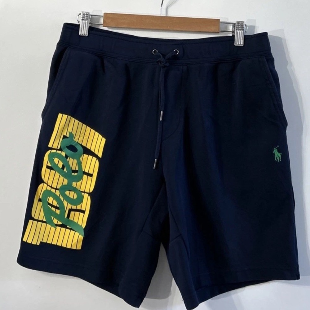 Mens Polo Ralph Lauren Spell Out 1967 Sweat Shorts Drawstring Pockets Logo Med